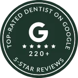 Top rated dentist on Google badge