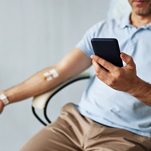 A man getting IV dental sedation