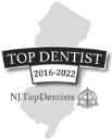 New Jersey Top Dentist 2016 Through 2022 award badge