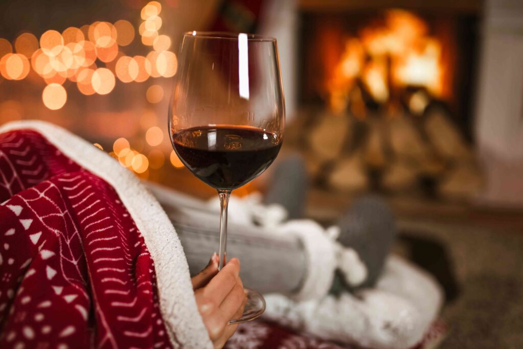 A glass of red wine