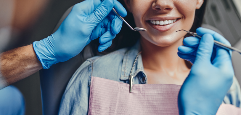 Woman in dental chair